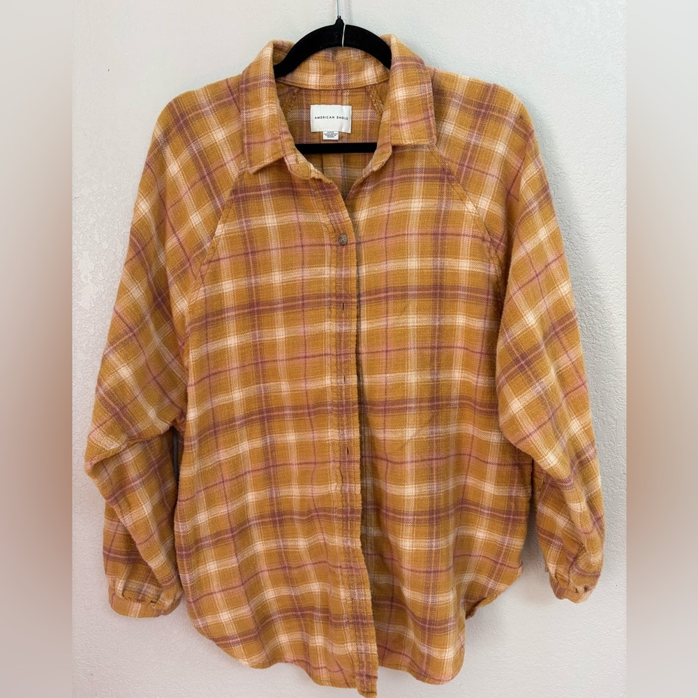 American Eagle Outfitters orange Plaid Shirt